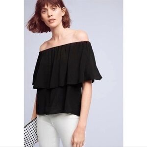 Holding horses Maya black ruffle short sleeve from Anthropologie NWT size XS